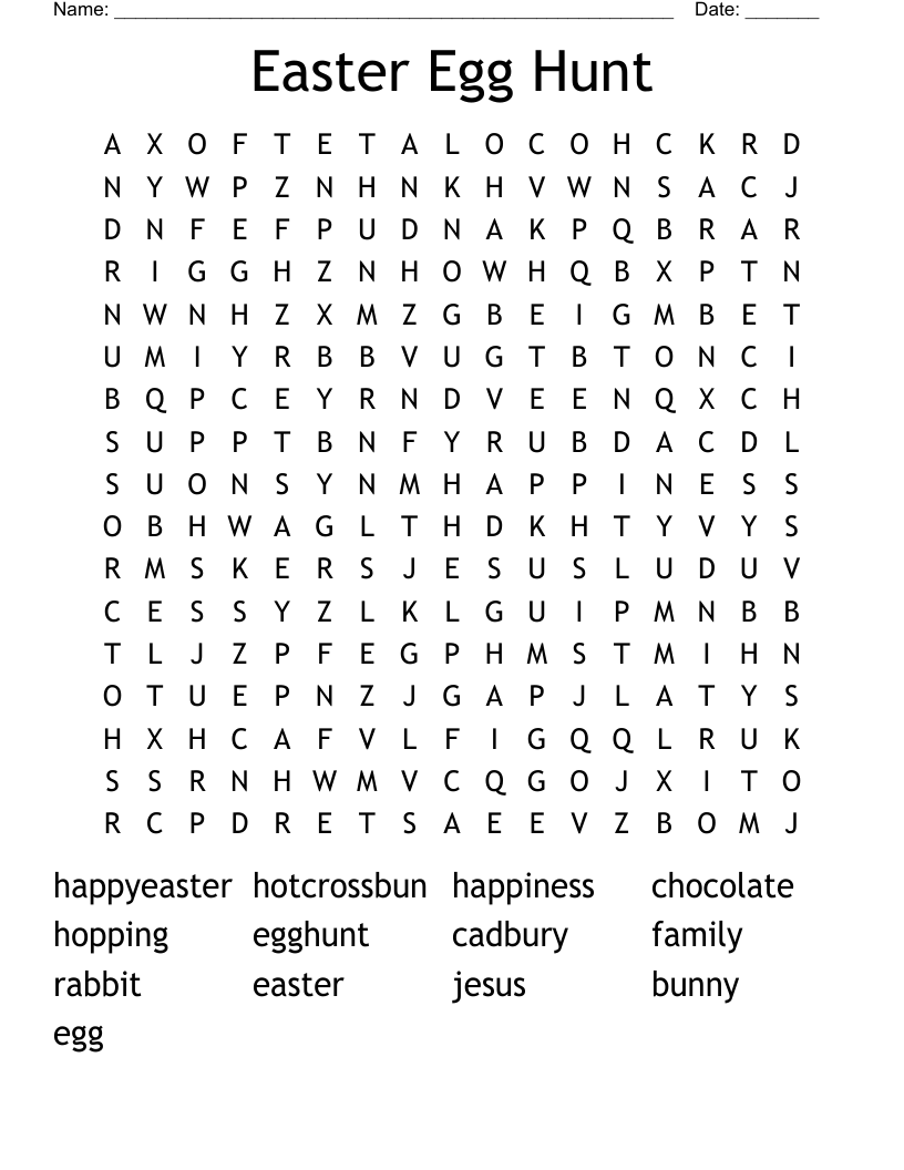 Easter Egg Hunt Word Search