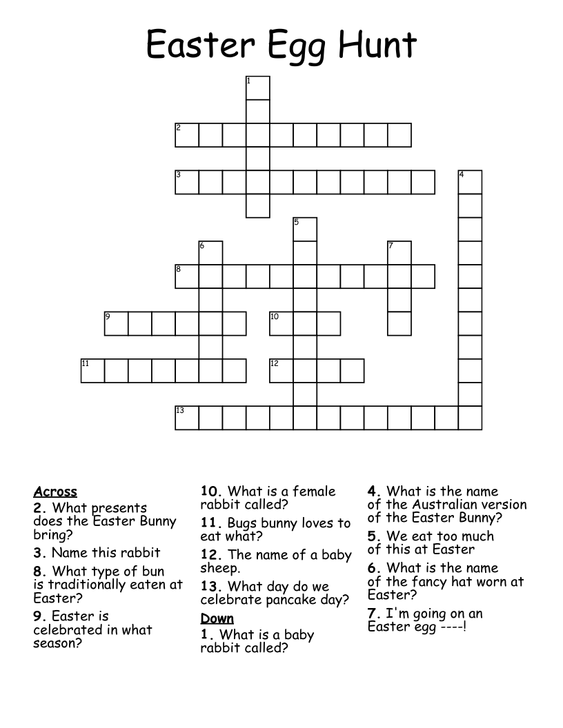 Easter Egg Hunt Crossword