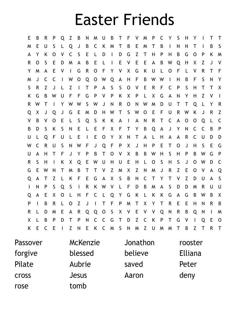 Easter Friends Word Search