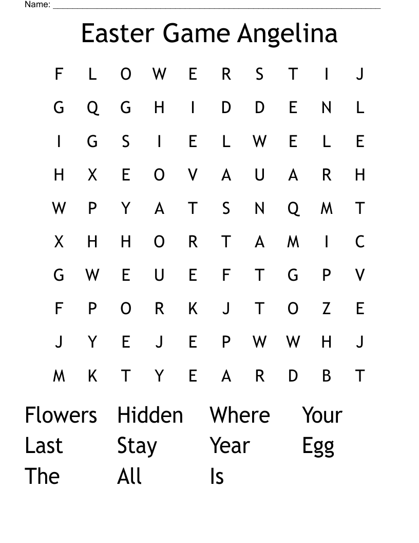 Easter Game Angelina Word Search