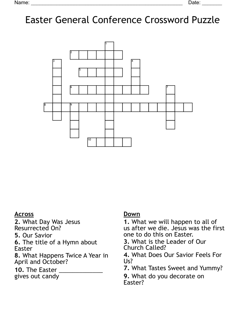 Easter General Conference Crossword Puzzle