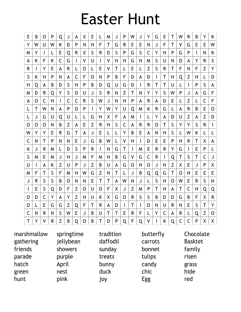 Easter Hunt Word Search