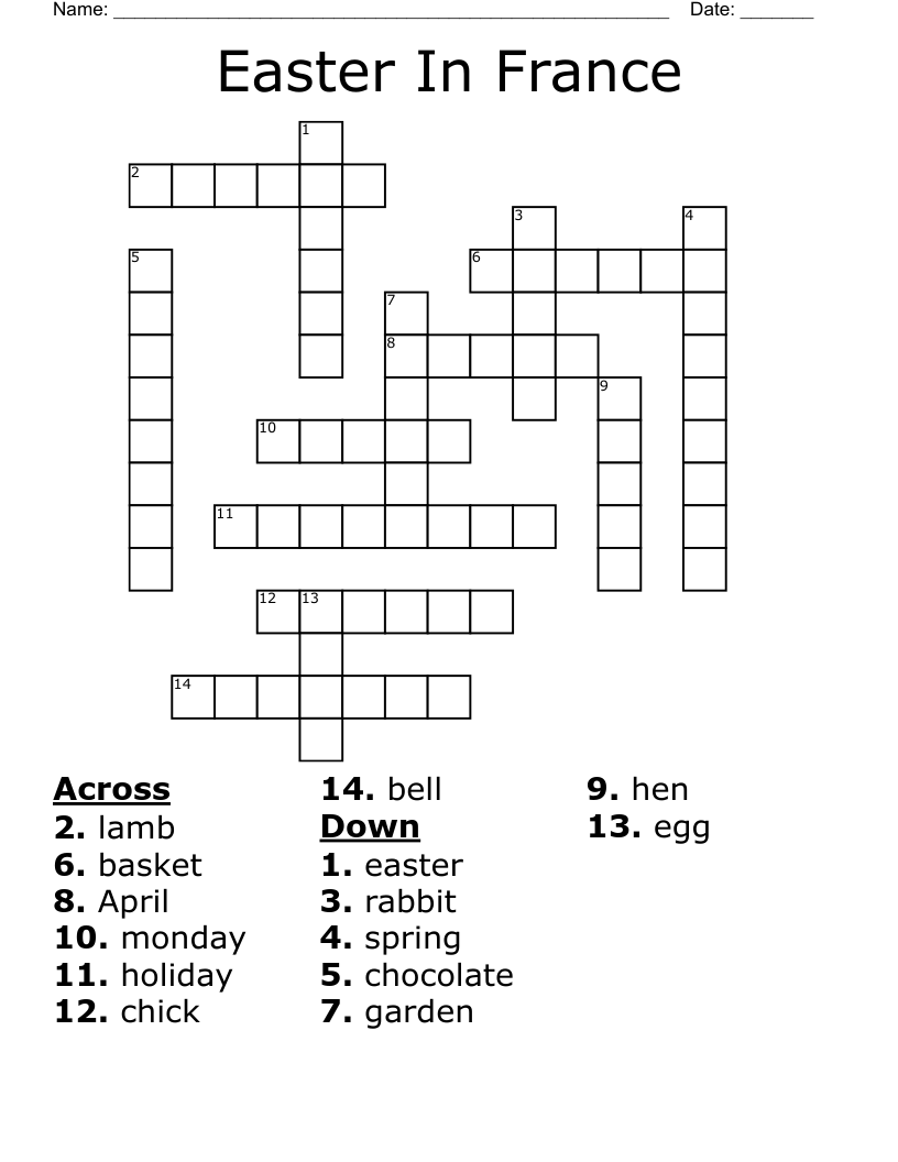 Easter In France Crossword