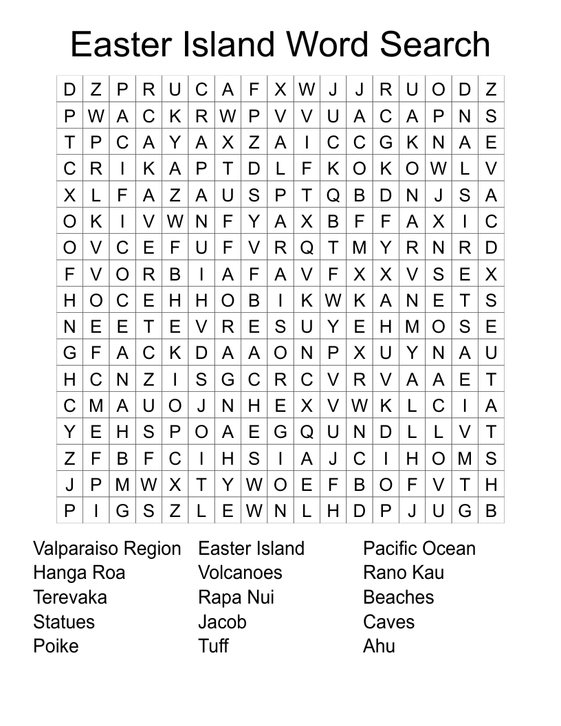 Easter Island Word Search
