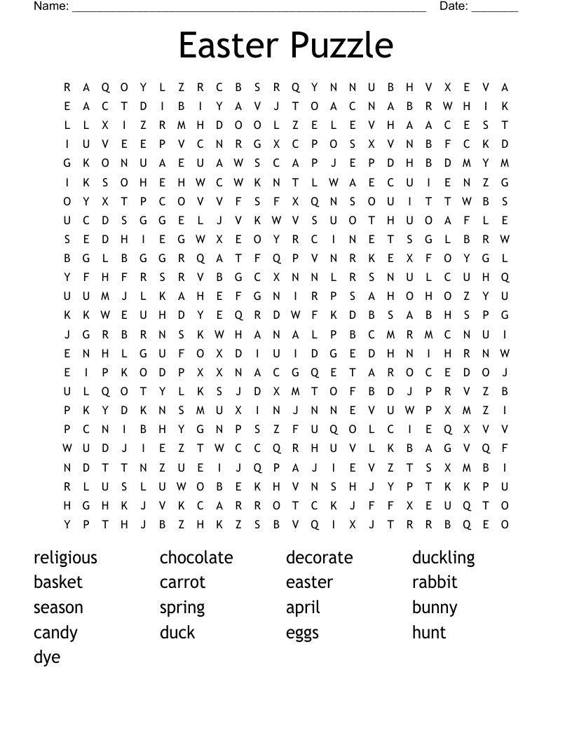 Easter Puzzle  Word Search