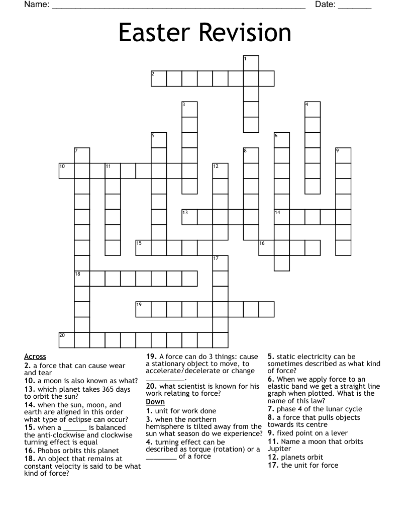 Easter Revision Crossword