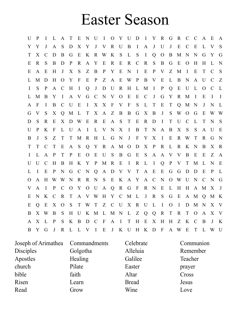 Easter Season Word Search