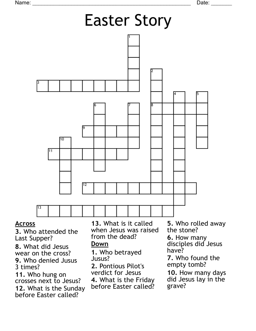 Easter Story Crossword