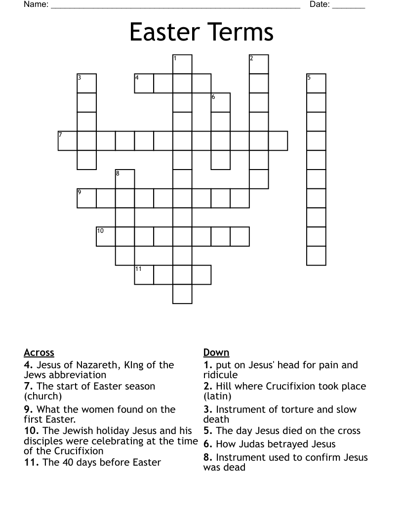 Easter Terms Crossword
