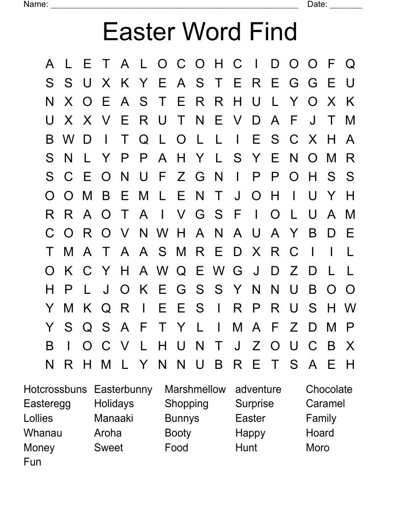 Easter Word Find Word Search