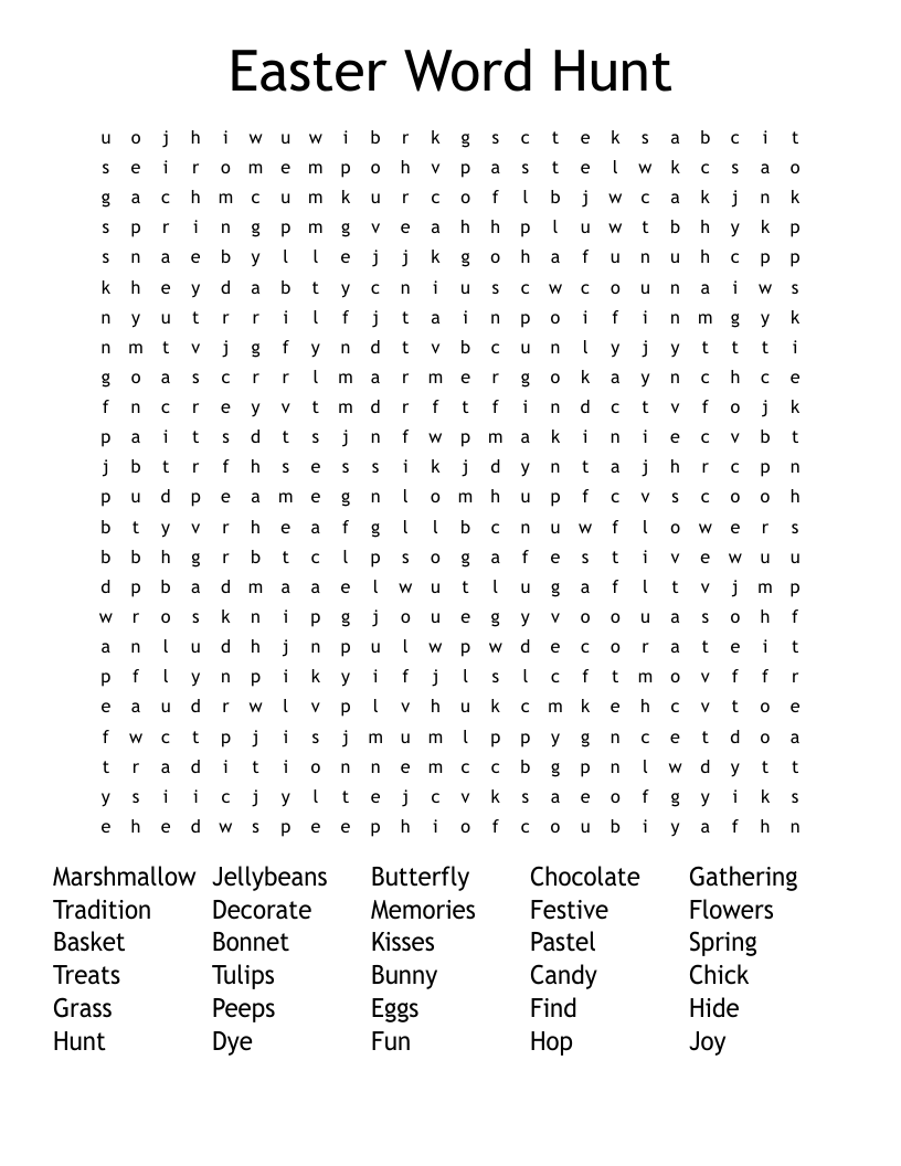 Easter Word Hunt Word Search