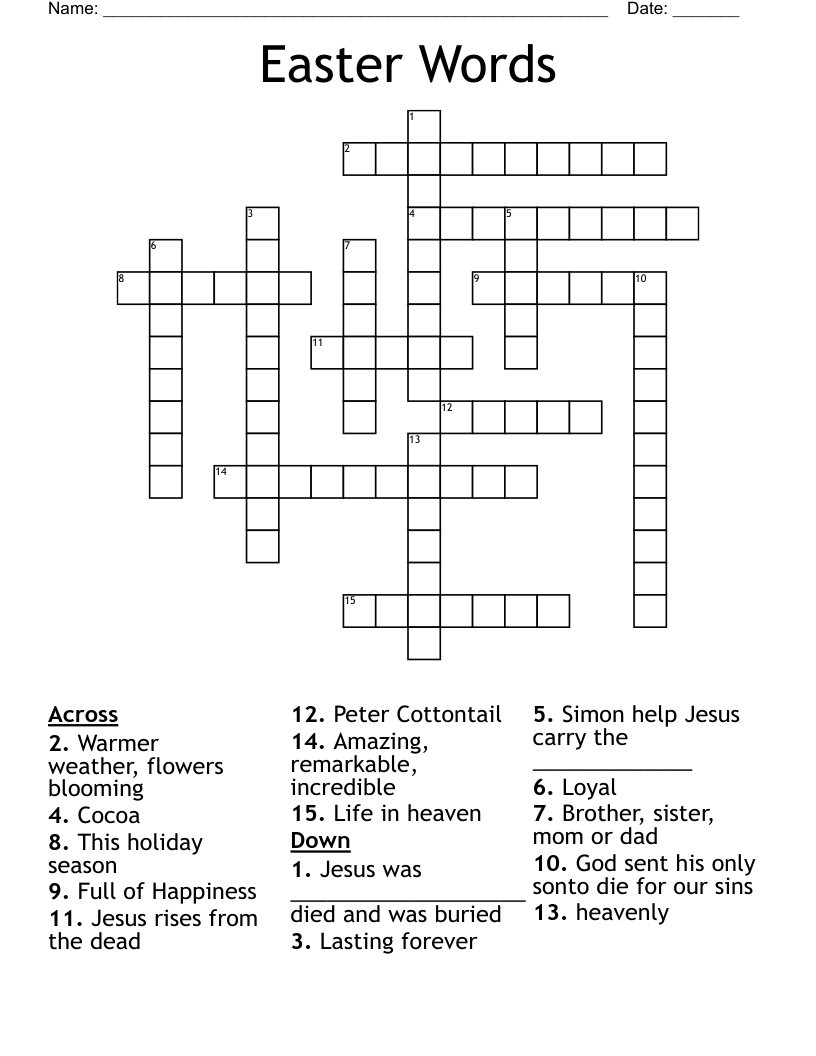 Easter Words Crossword