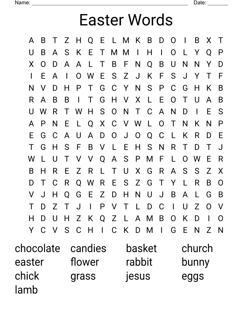 Easter Words  Word Search