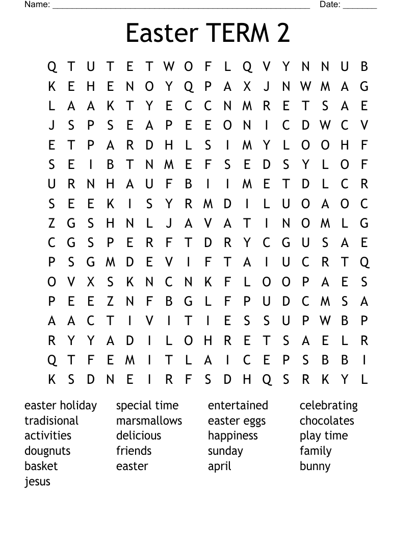 Easter         TERM 2 Word Search