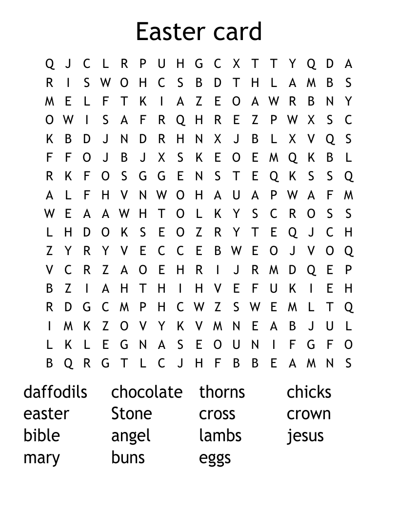 Easter card Word Search