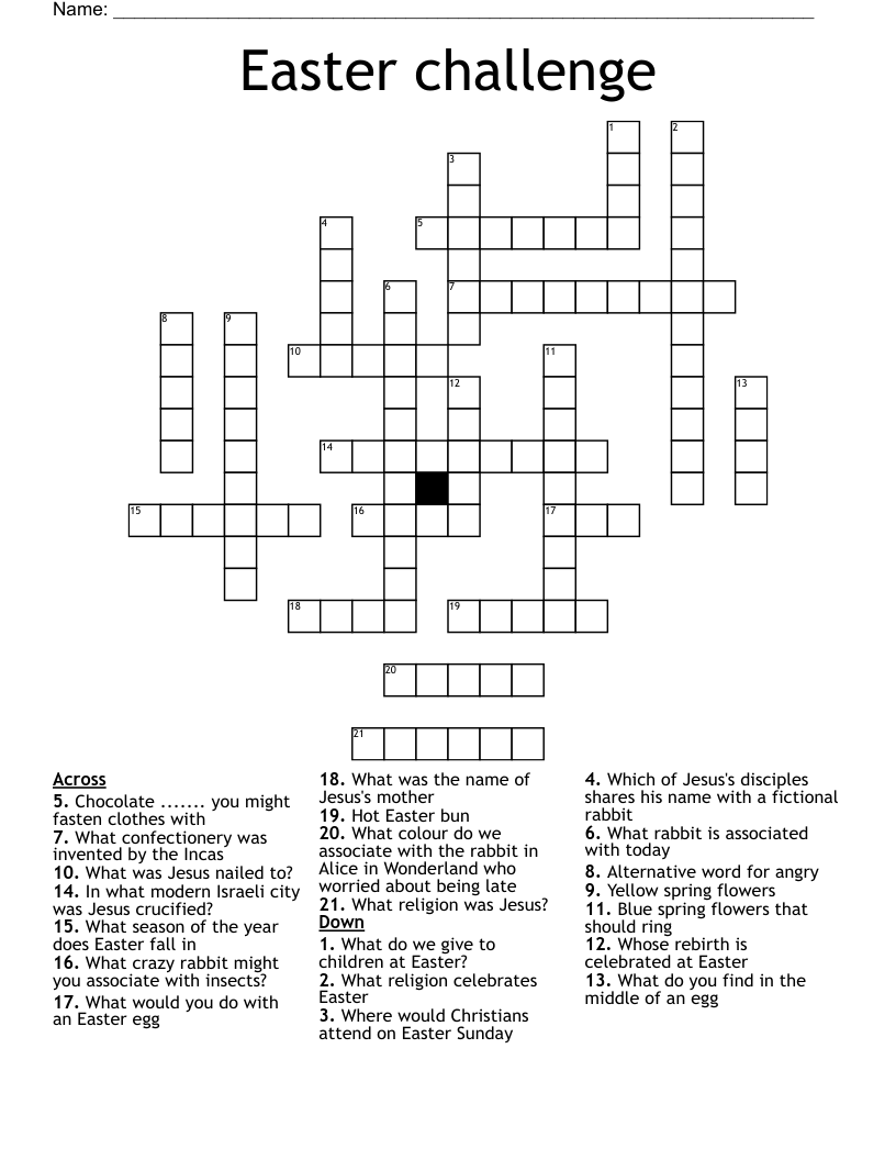 Easter challenge Crossword