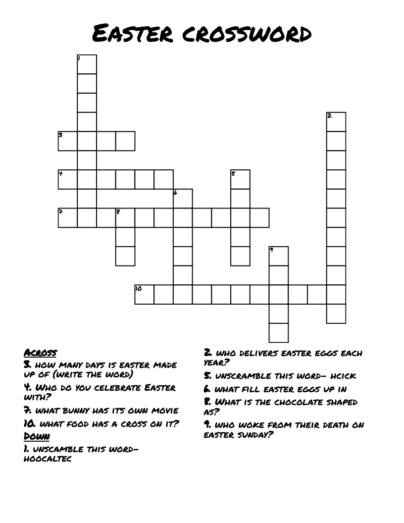 Easter crossword