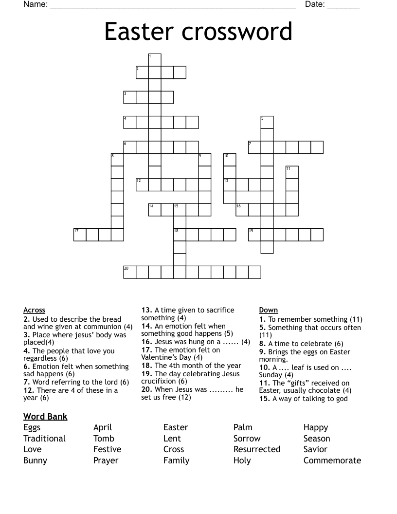 Easter crossword 