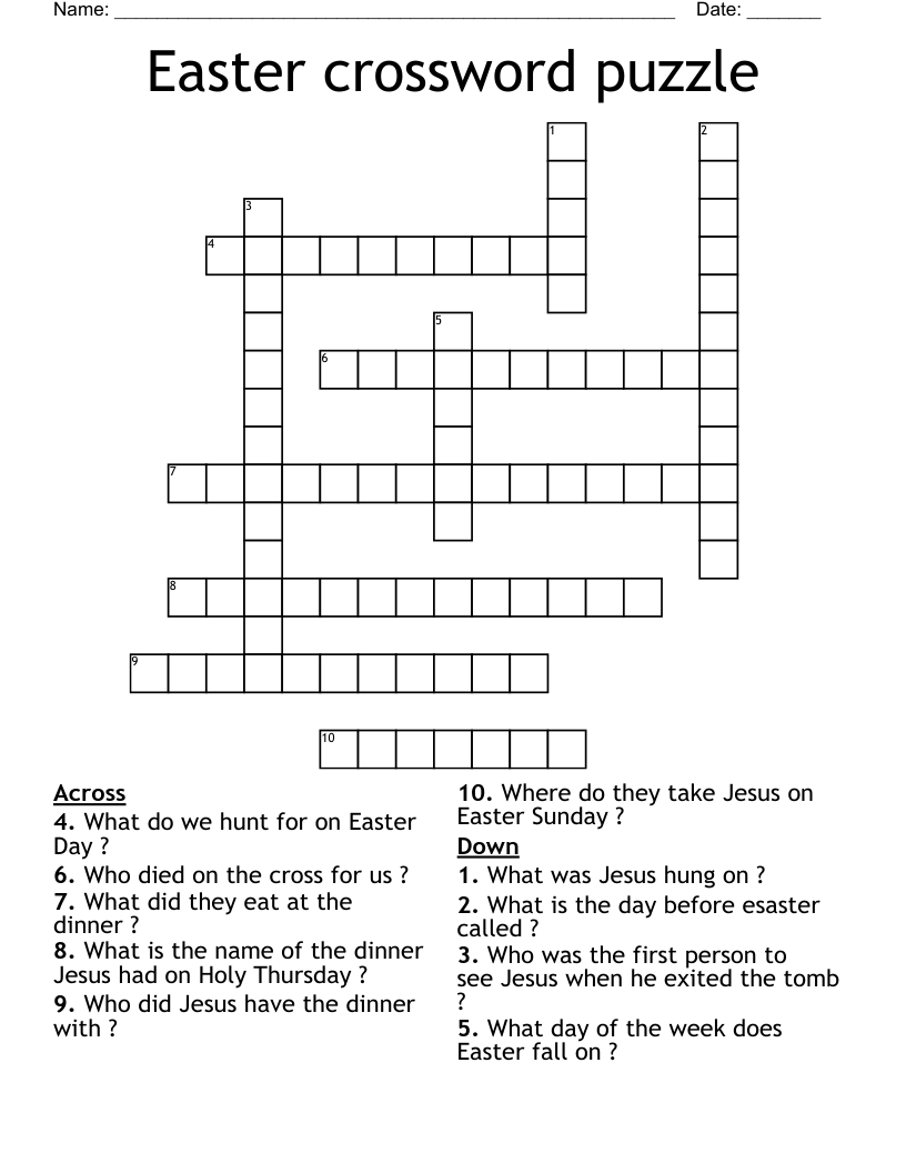 Easter crossword puzzle