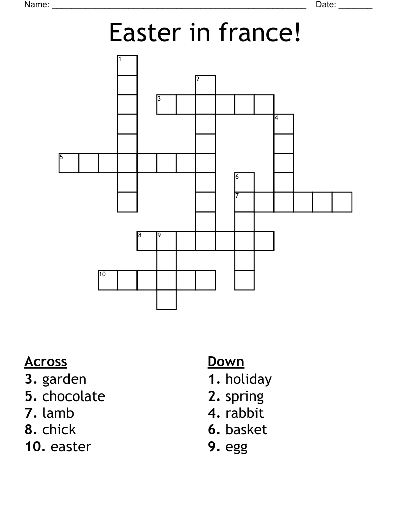 Easter in france! Crossword