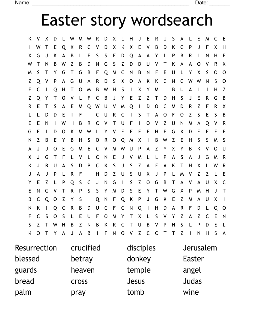 Easter story wordsearch