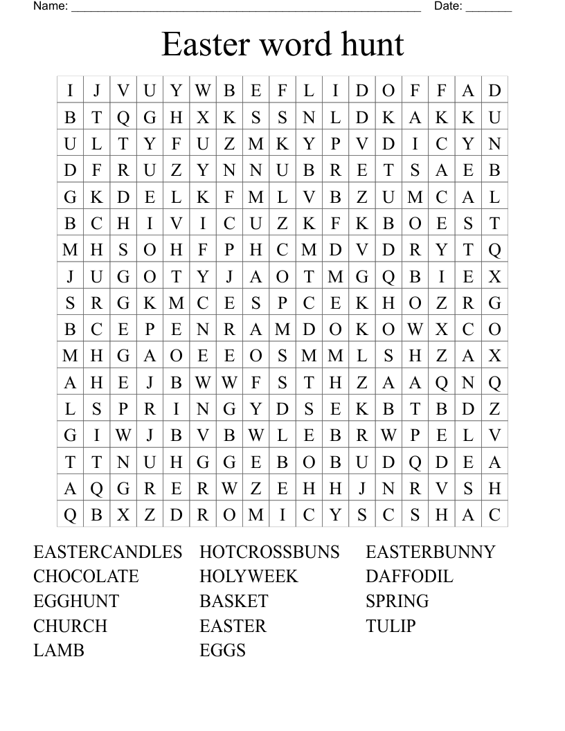 Easter word hunt Word Search