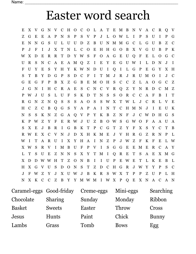 Easter word search