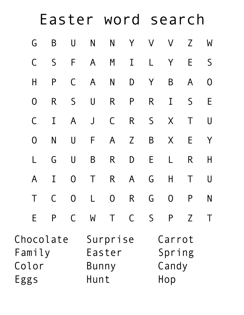 Easter word search