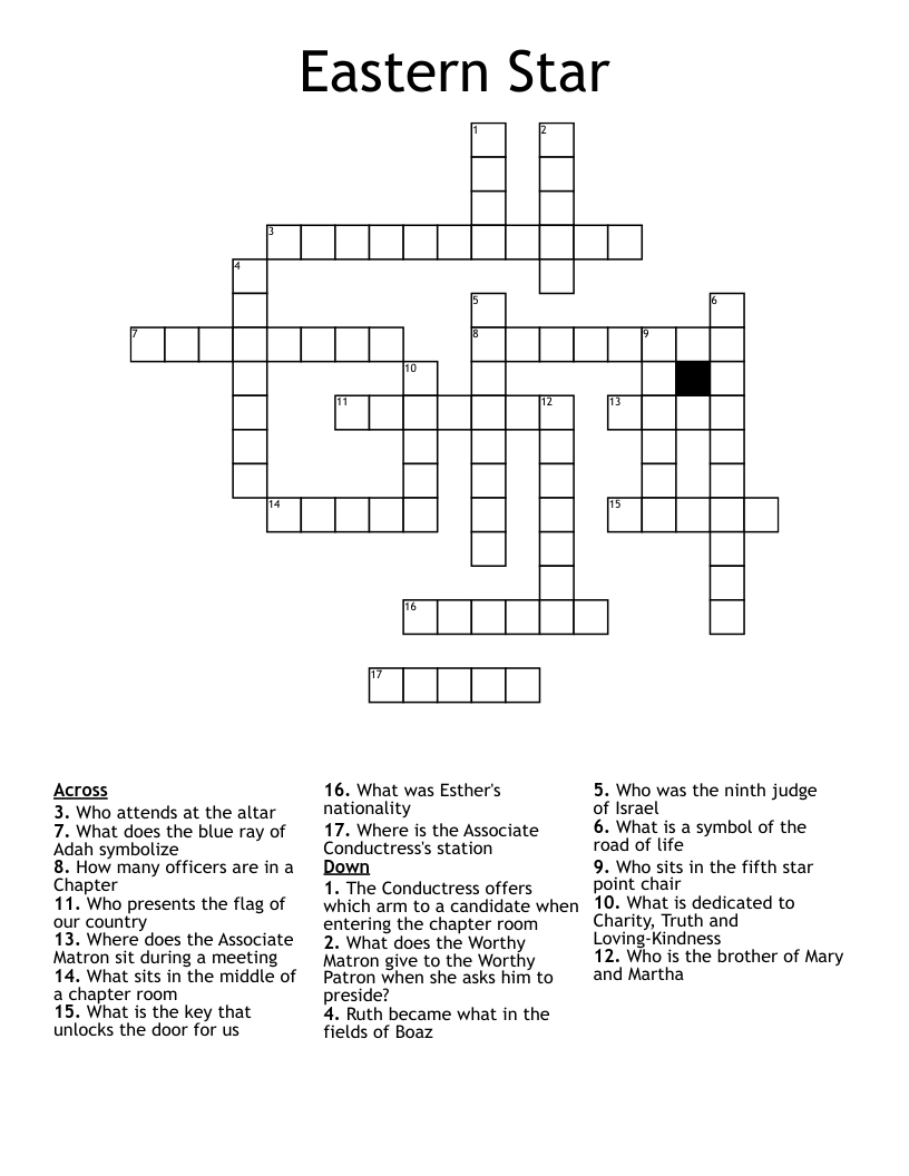 Eastern Star Crossword