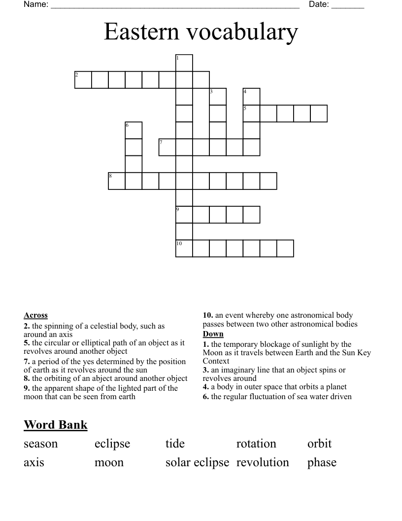 Eastern vocabulary Crossword