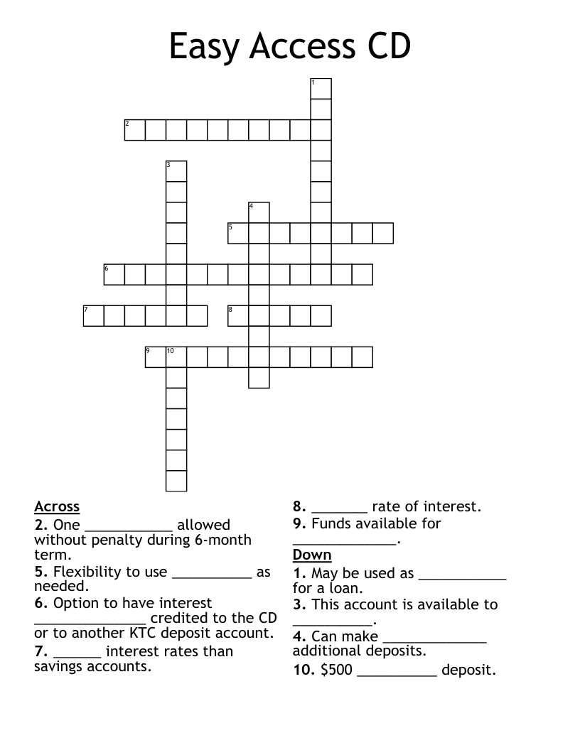 Easy Access CD Crossword