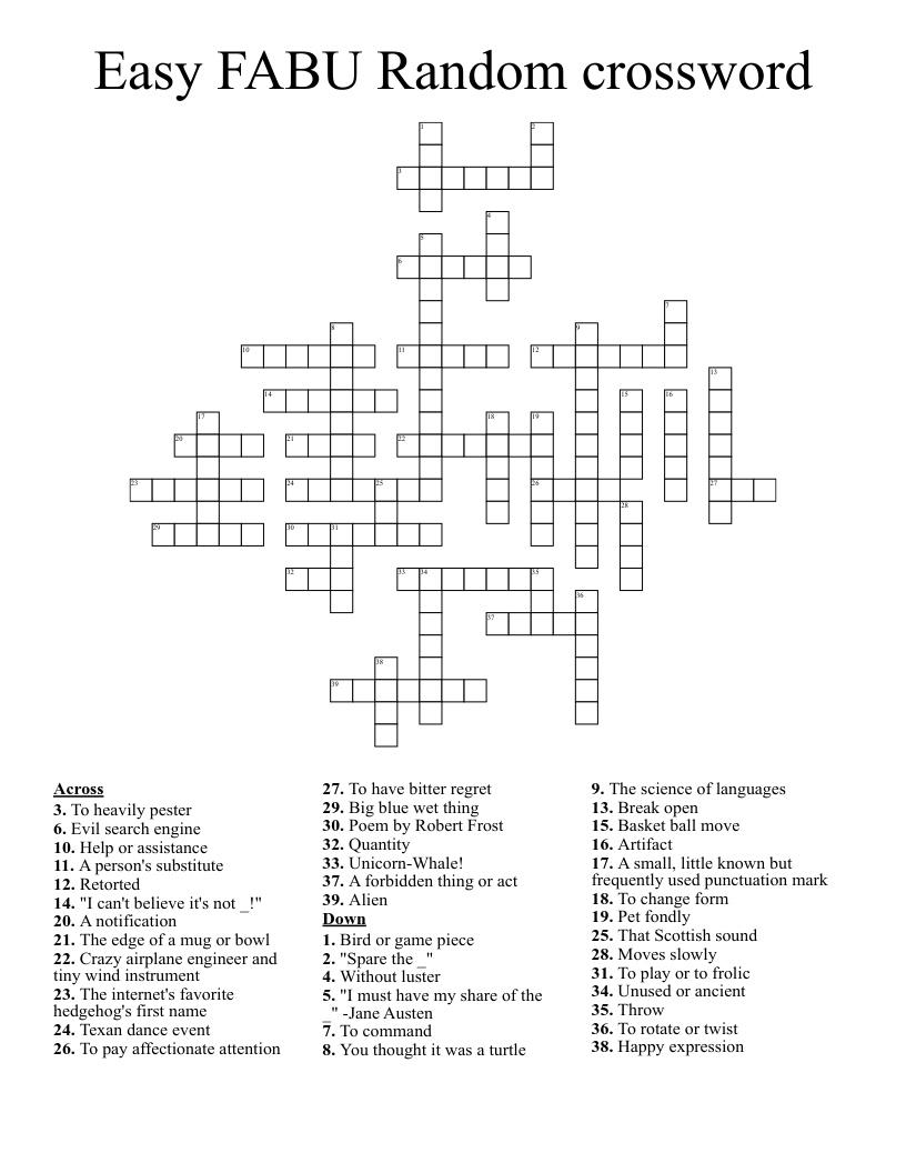 Easy FABU Random crossword
