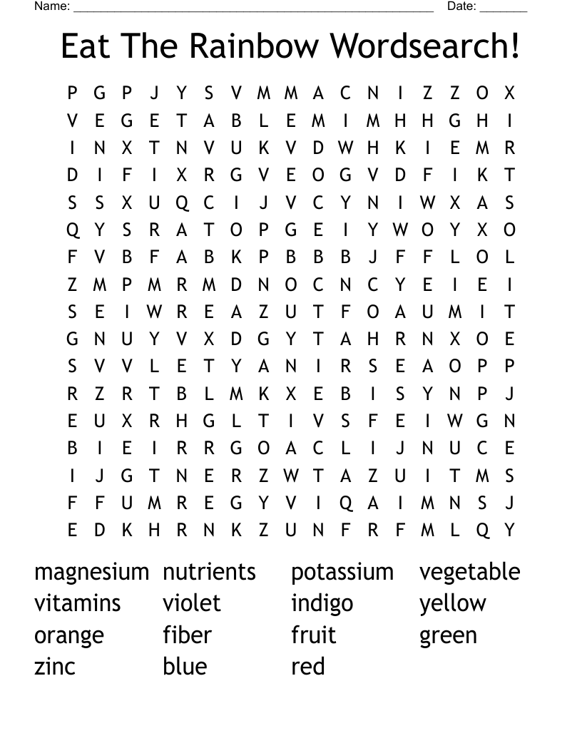 Eat The Rainbow Wordsearch!