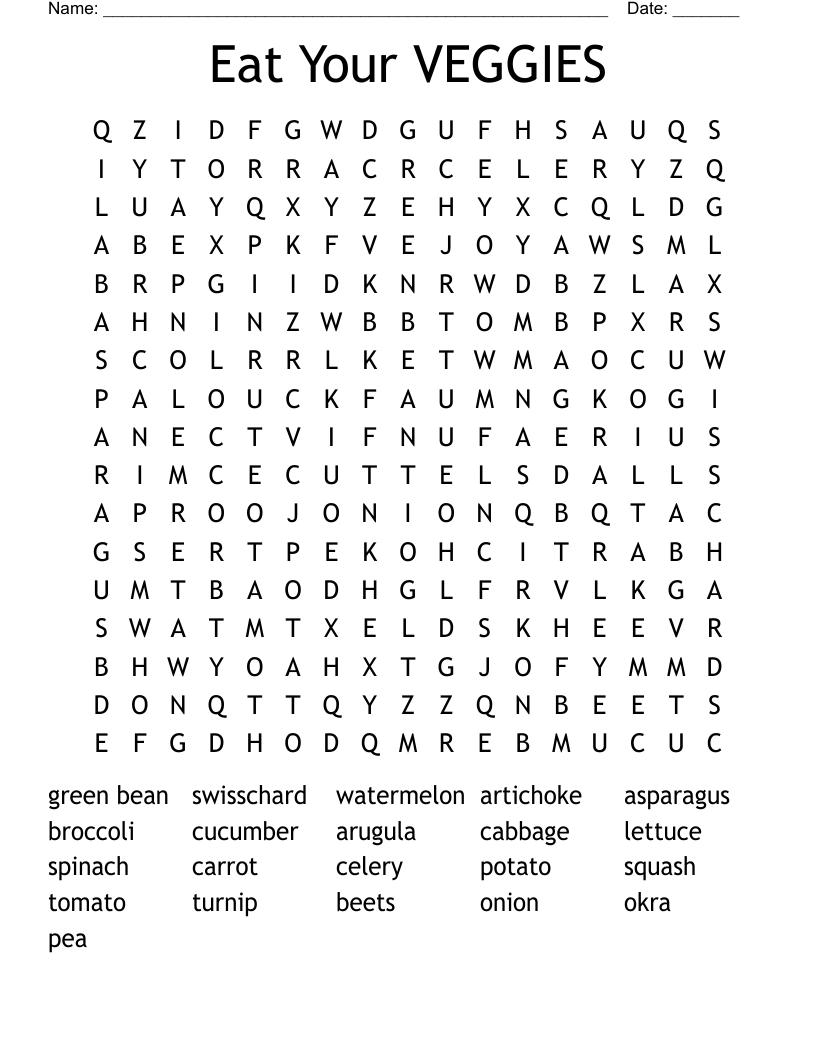 Eat Your VEGGIES Word Search