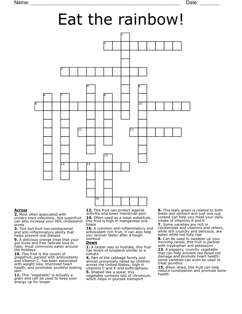 Eat the rainbow!  Crossword