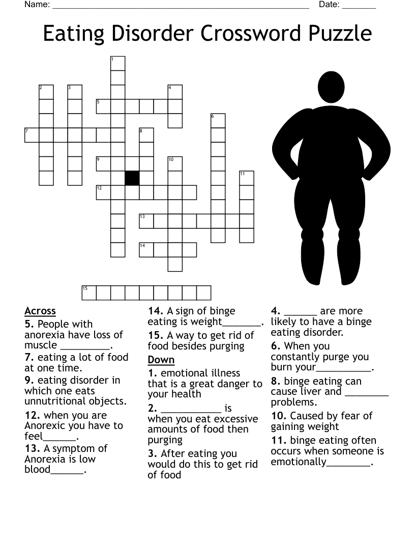 Eating Disorder Crossword Puzzle