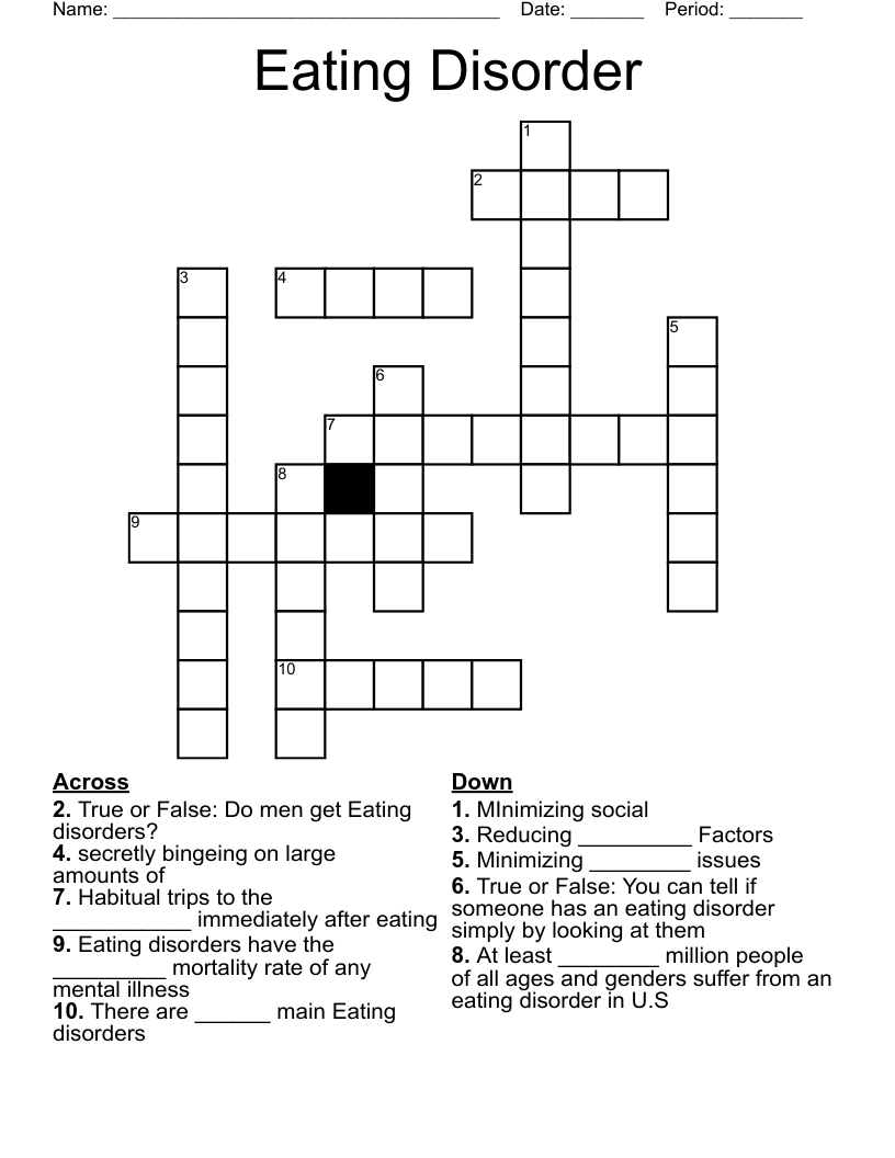 Eating Disorder  Crossword