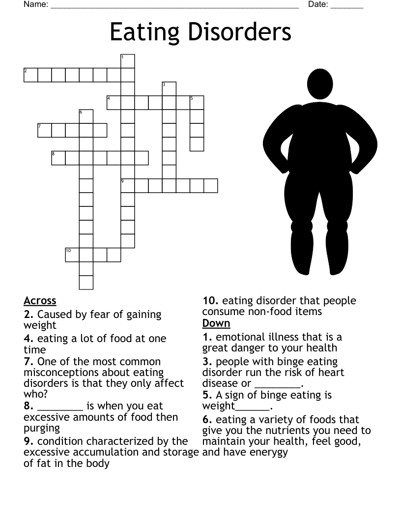 Eating Disorders Crossword