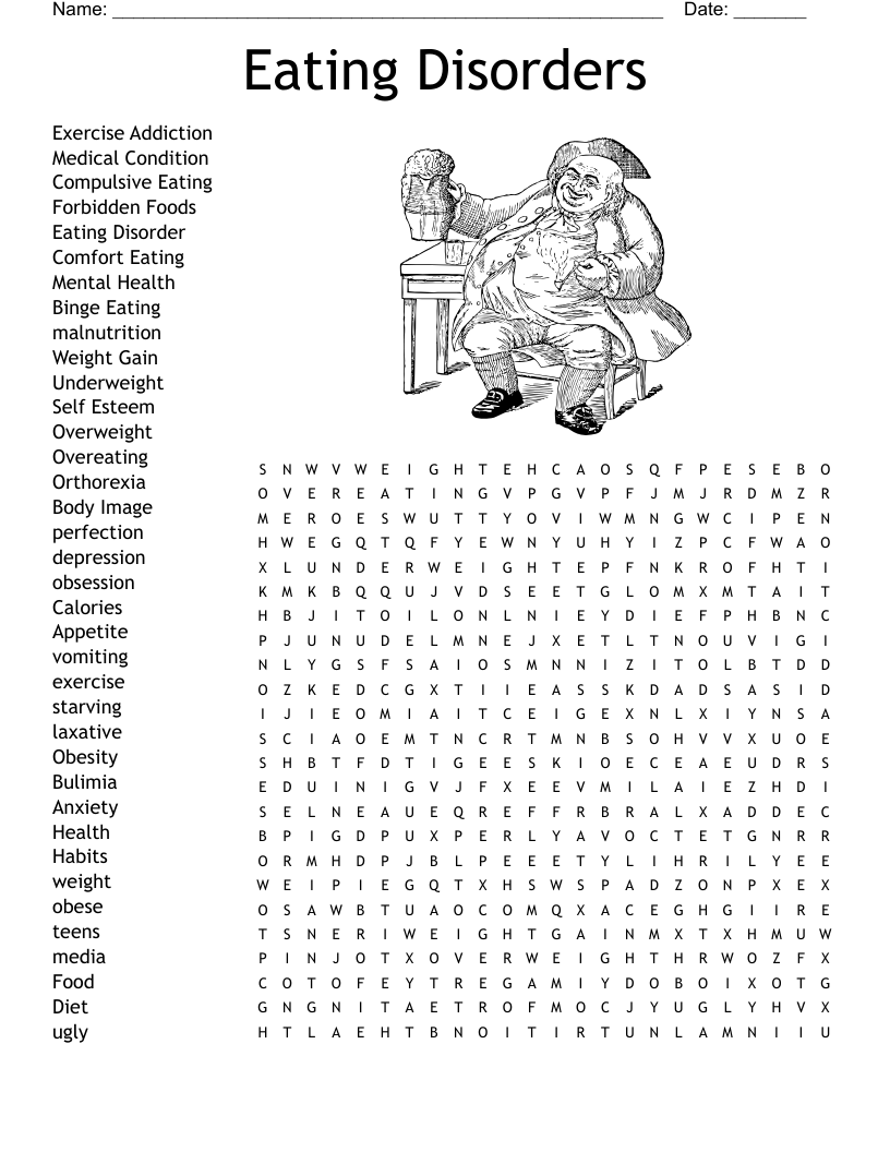 Eating Disorders Word Search