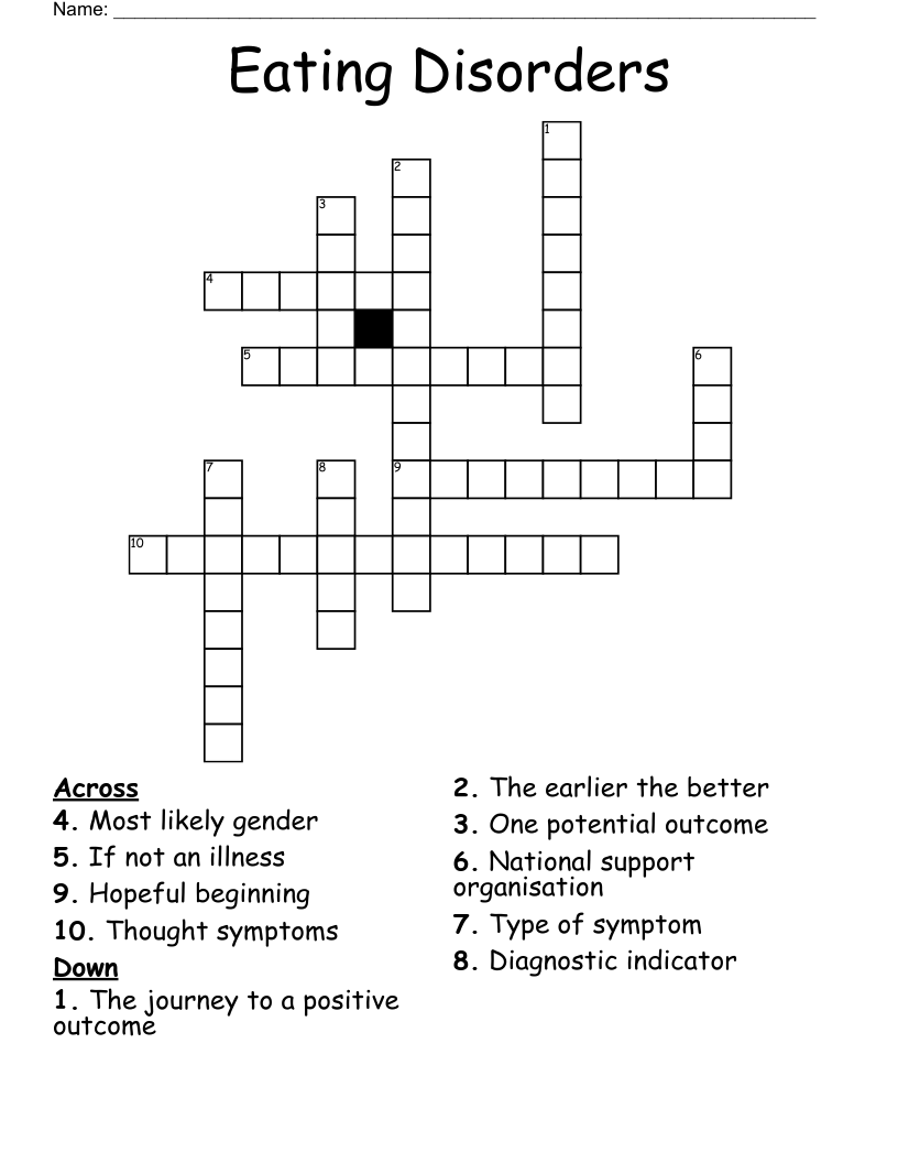 Eating Disorders Crossword