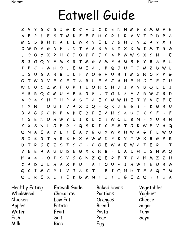 Eatwell Guide Word Search