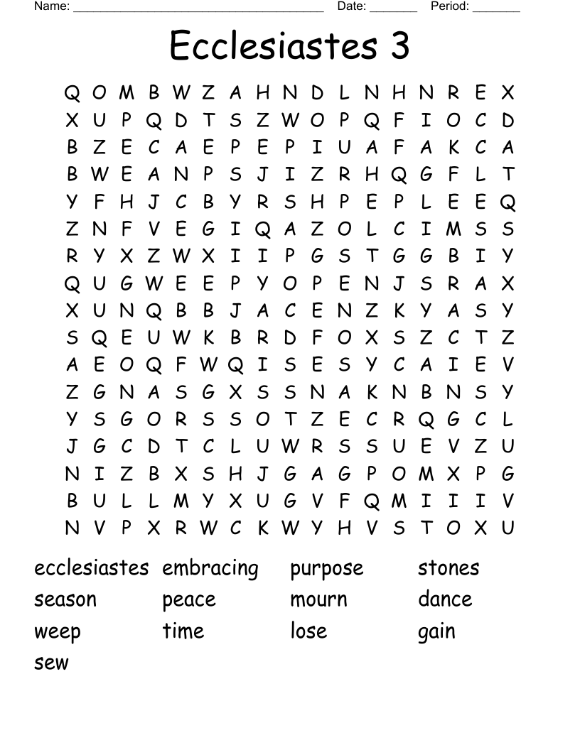 Ecclesiastes 3 Word Search