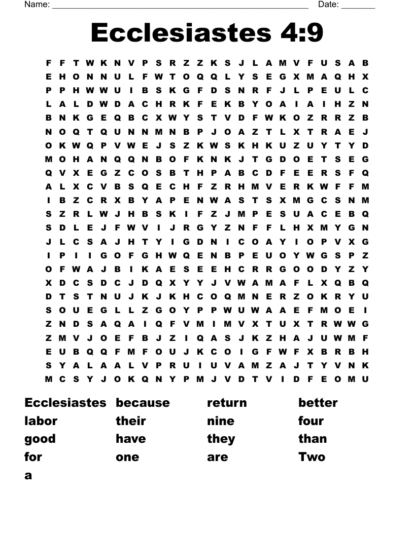 Ecclesiastes 4:9 Word Search