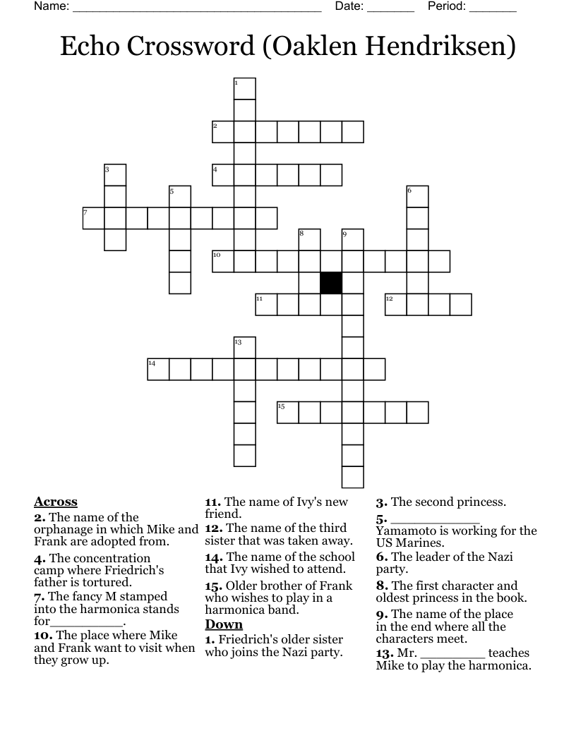 Echo Crossword (Oaklen Hendriksen)
