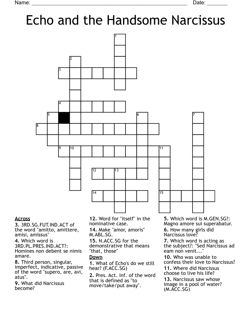 Echo and the Handsome Narcissus Crossword