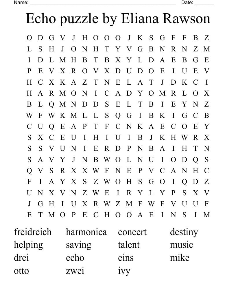 Echo puzzle by Eliana Rawson Word Search