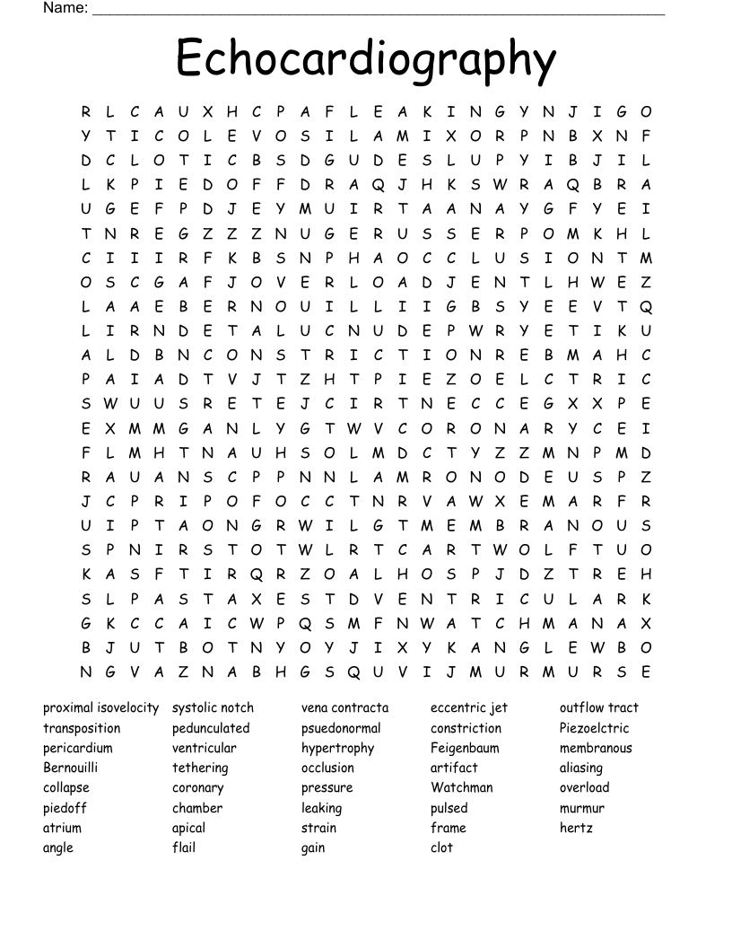 Echocardiography  Word Search