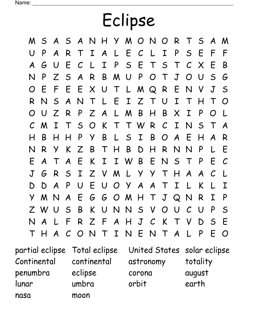 Eclipse Word Search