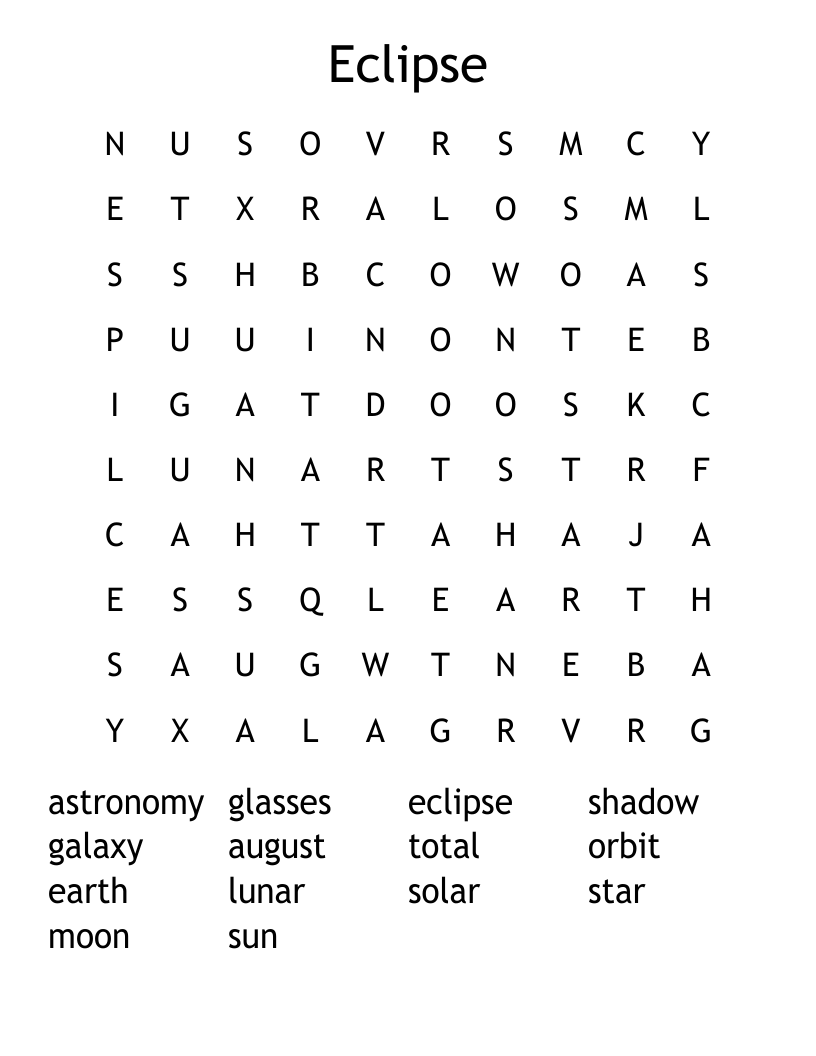 Eclipse Word Search