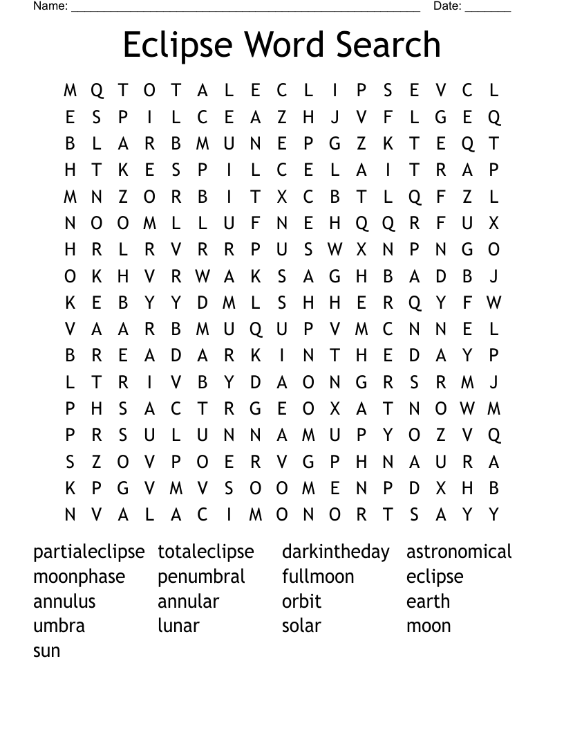 Eclipse Word Search